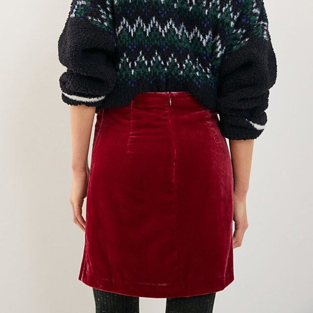 Anthropologie Raspberry Montie Velvet Mini Skirt - Picture 5 of 9